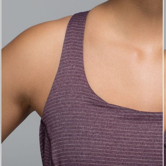Lululemon Wild Tank. 2 in 1 bra. Purple and neon pink, smal grey stripes.4 - Picture 2 of 8